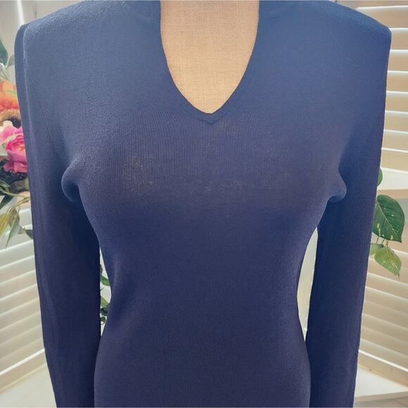 CALVIN KLEIN NAVY PLEATED SWEATER DRESS SIZE SMALL - Picture 5 of 7